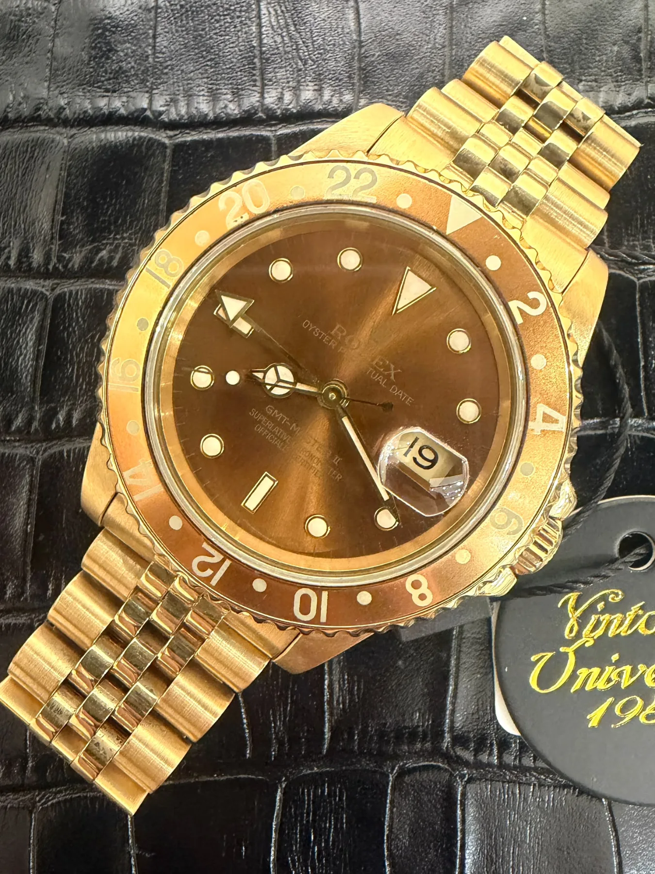 木製能面 金色 茶色 ROLEX 16718 啡面啡18K金頭18K黃金五珠鍊帶C2256（廣華街店
